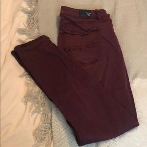 Burgundy Hi-Rise American Eagle Jeggings